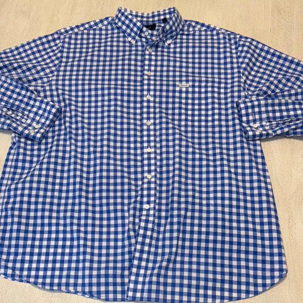 Faconnable Blue and White Casual Gingham Shirt